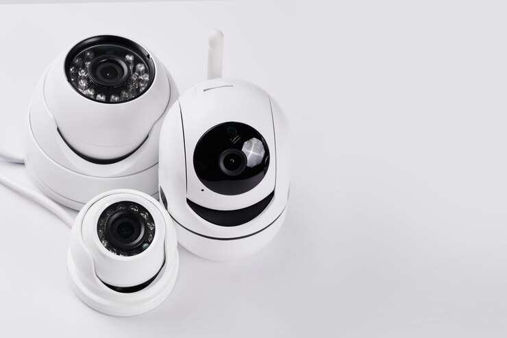 surveillance cameras set different videcam cctv cameras isolated white background close up home security system concept 154092 18164