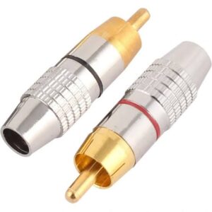 فیش نری AV ( فیش سونی ) RCA پیچی فلزی نقره ای برند etto